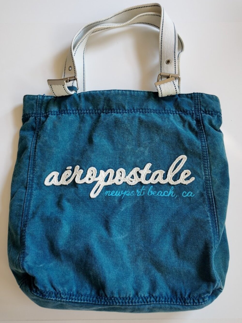 Y2K Vintage Blue Aeropostale canvas tote bag raised embroidered logo READ